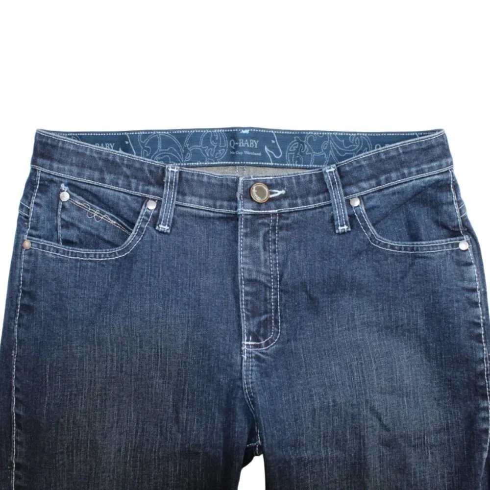 Wrangler Q-Baby Embroidered Pocket Medium Blue Boot Cut Jeans, Size 9-10…